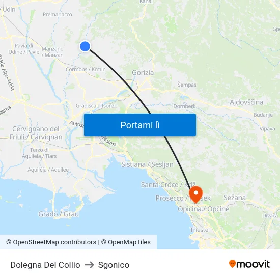 Dolegna Del Collio to Sgonico map