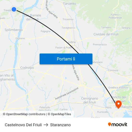 Castelnovo Del Friuli to Staranzano map