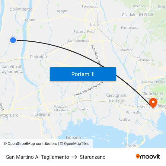 San Martino Al Tagliamento to Staranzano map