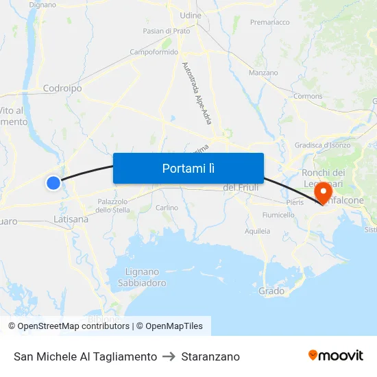 San Michele Al Tagliamento to Staranzano map