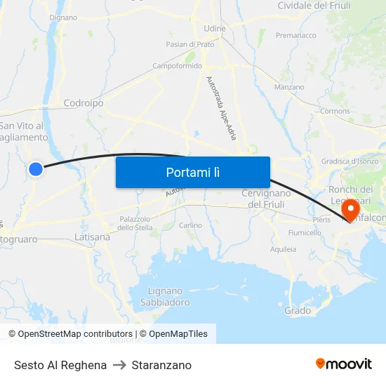 Sesto Al Reghena to Staranzano map