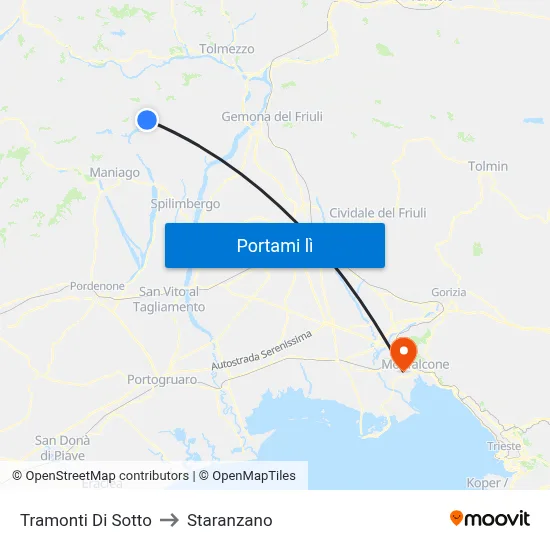 Tramonti Di Sotto to Staranzano map