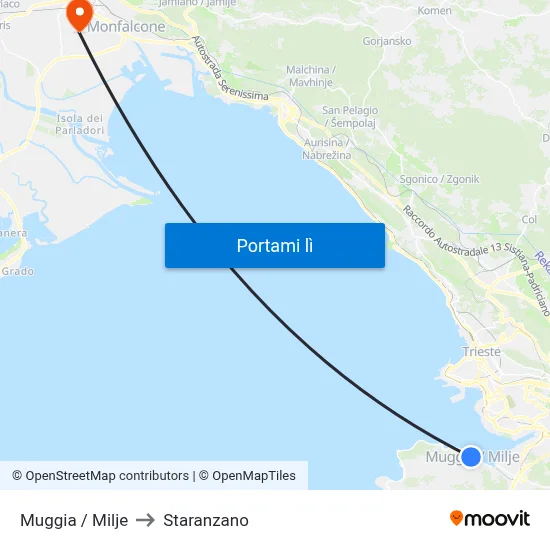 Muggia / Milje to Staranzano map