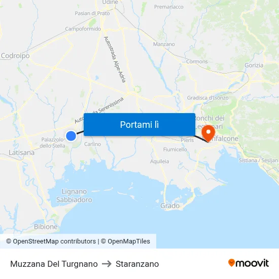 Muzzana Del Turgnano to Staranzano map