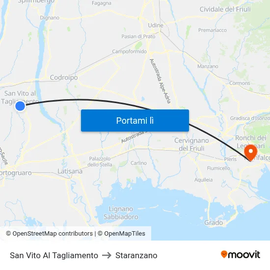 San Vito Al Tagliamento to Staranzano map