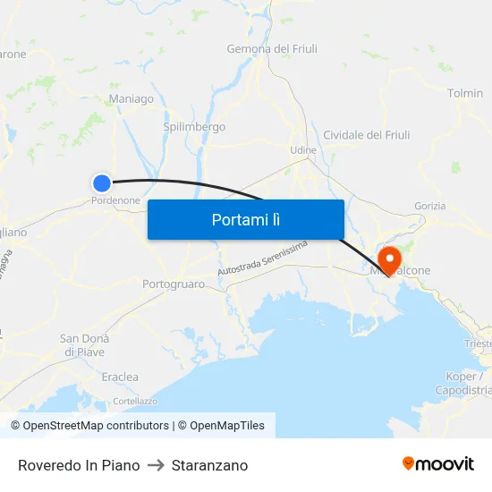 Roveredo In Piano to Staranzano map
