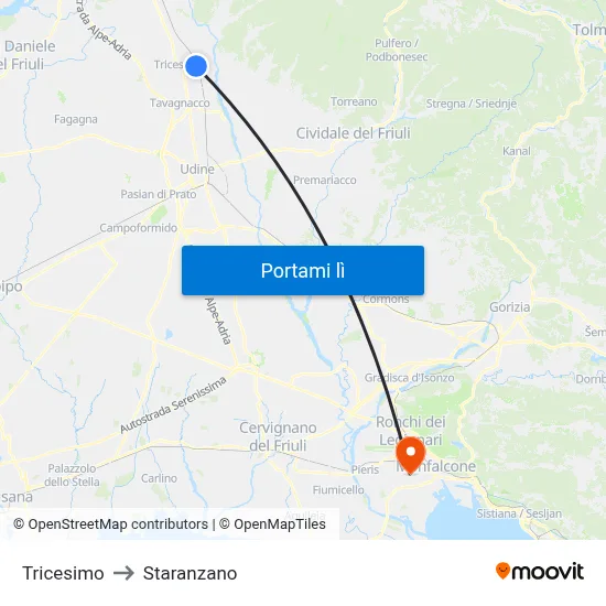 Tricesimo to Staranzano map