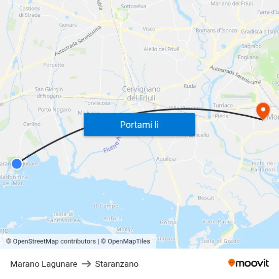 Marano Lagunare to Staranzano map
