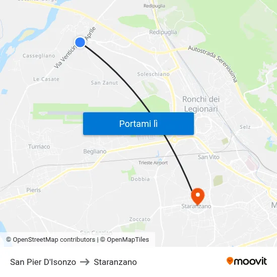 San Pier D'Isonzo to Staranzano map