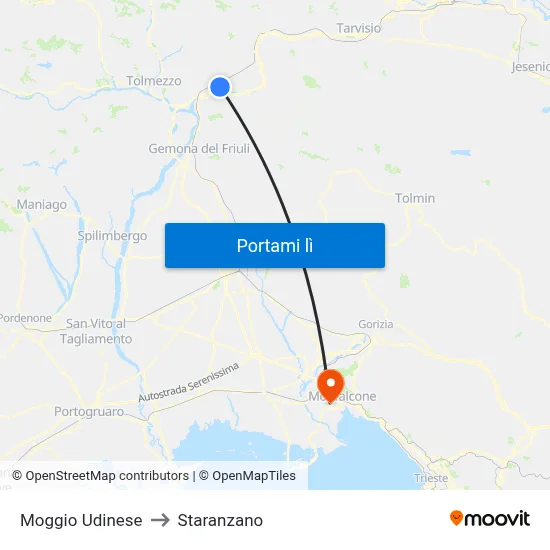 Moggio Udinese to Staranzano map