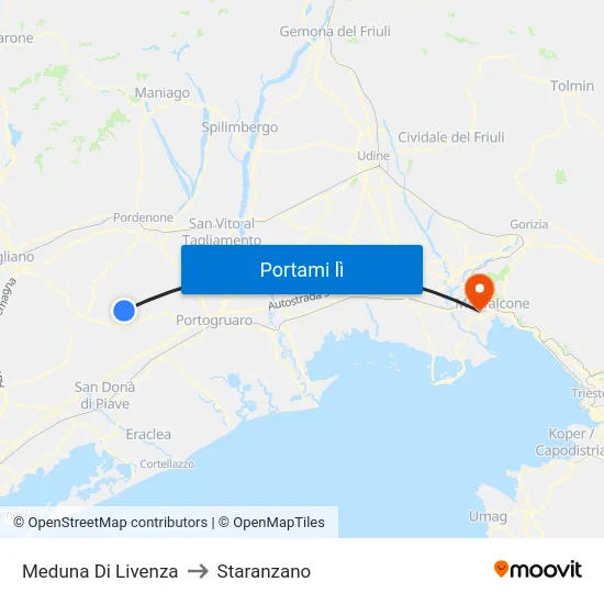 Meduna Di Livenza to Staranzano map