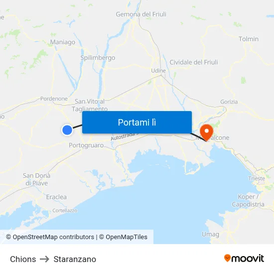 Chions to Staranzano map