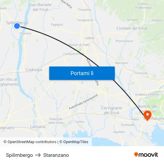 Spilimbergo to Staranzano map