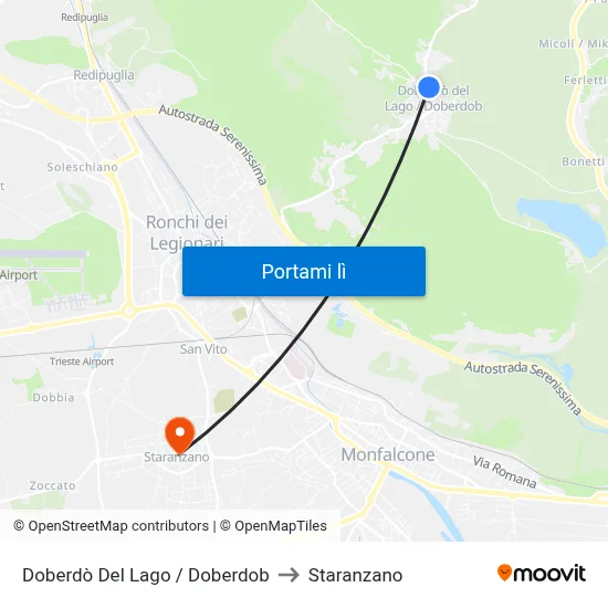 Doberdò Del Lago / Doberdob to Staranzano map