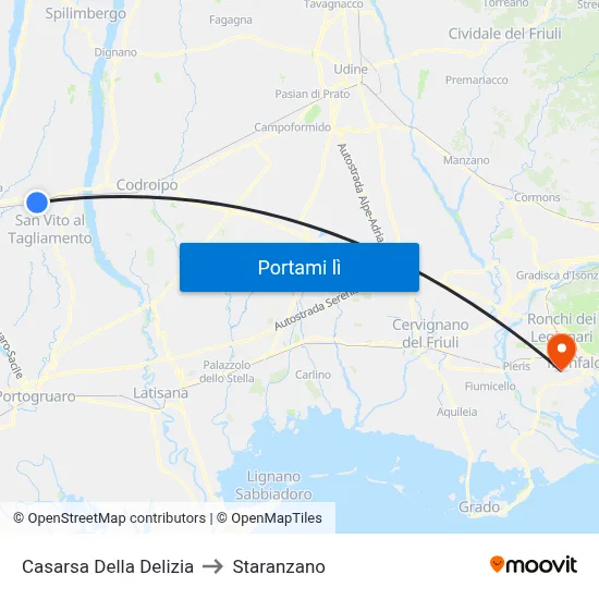 Casarsa Della Delizia to Staranzano map