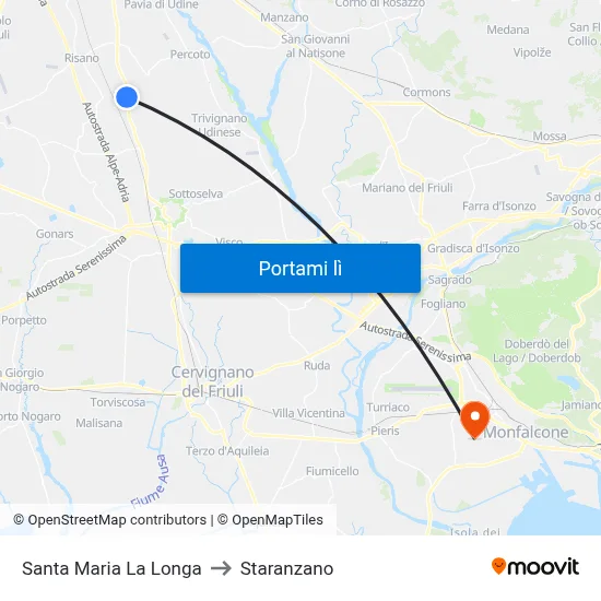 Santa Maria La Longa to Staranzano map