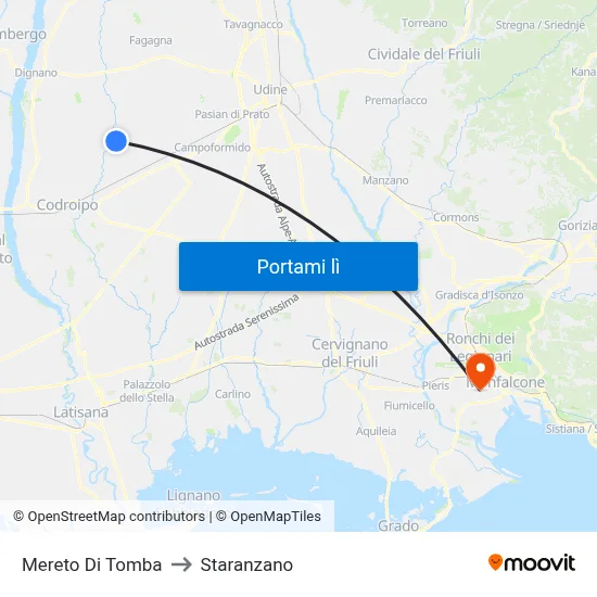 Mereto Di Tomba to Staranzano map