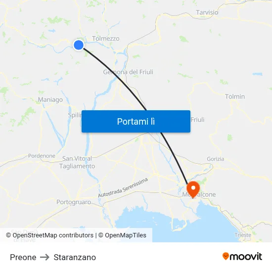 Preone to Staranzano map
