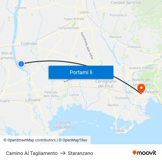 Camino Al Tagliamento to Staranzano map