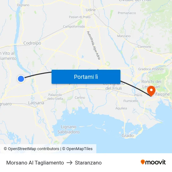 Morsano Al Tagliamento to Staranzano map