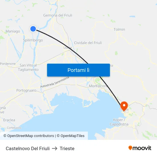 Castelnovo Del Friuli to Trieste map