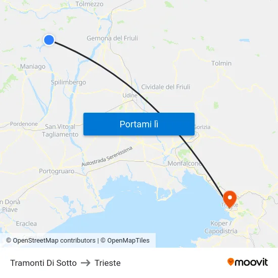 Tramonti Di Sotto to Trieste map