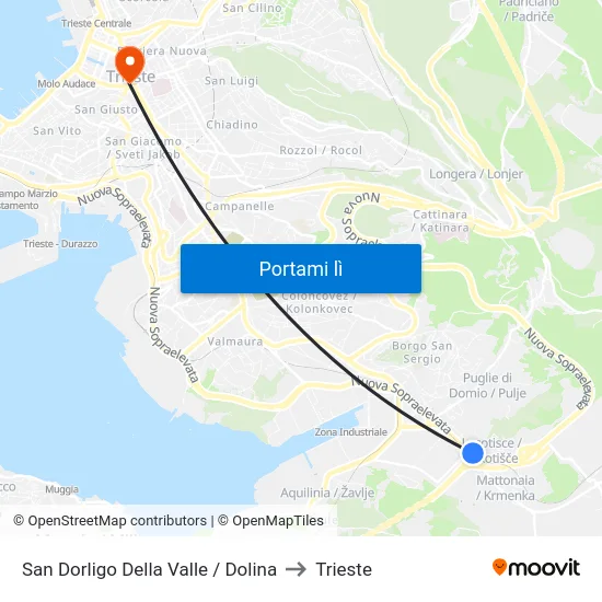 San Dorligo Della Valle / Dolina to Trieste map
