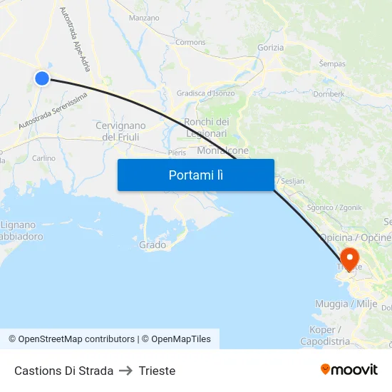 Castions Di Strada to Trieste map