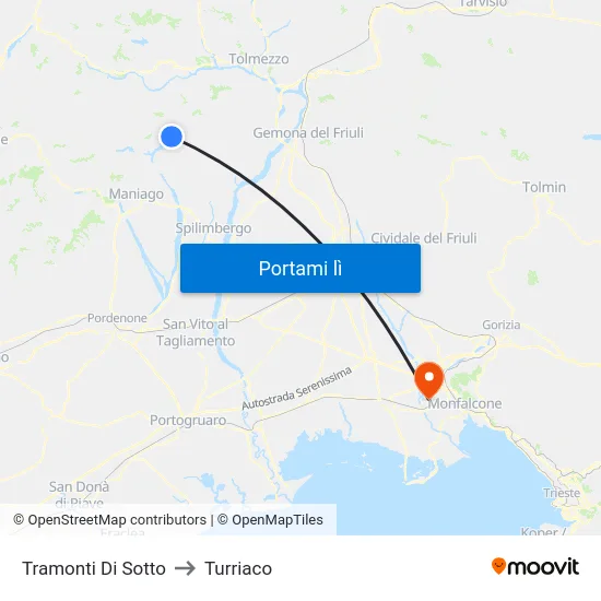 Tramonti Di Sotto to Turriaco map