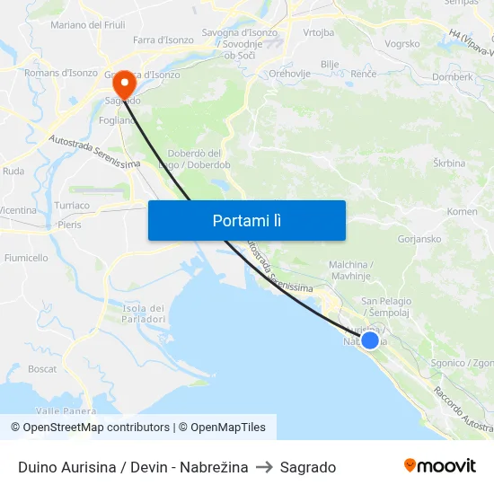Duino Aurisina / Devin - Nabrežina to Sagrado map