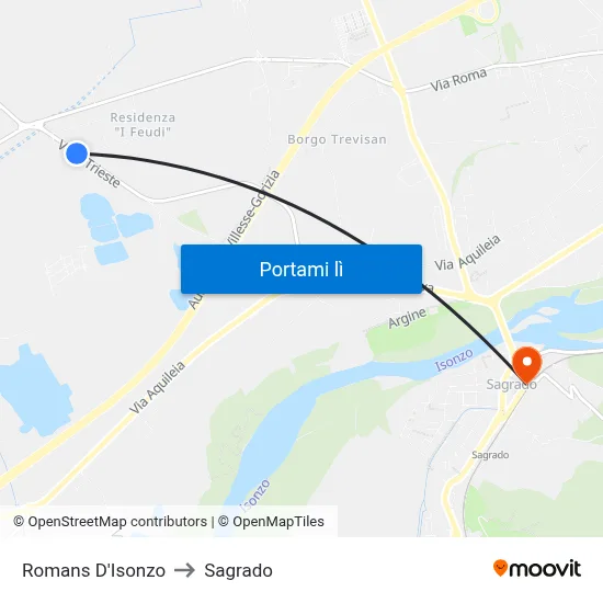 Romans D'Isonzo to Sagrado map