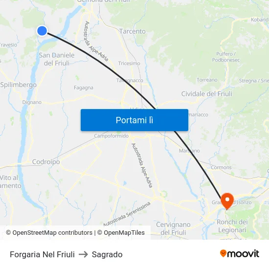Forgaria Nel Friuli to Sagrado map