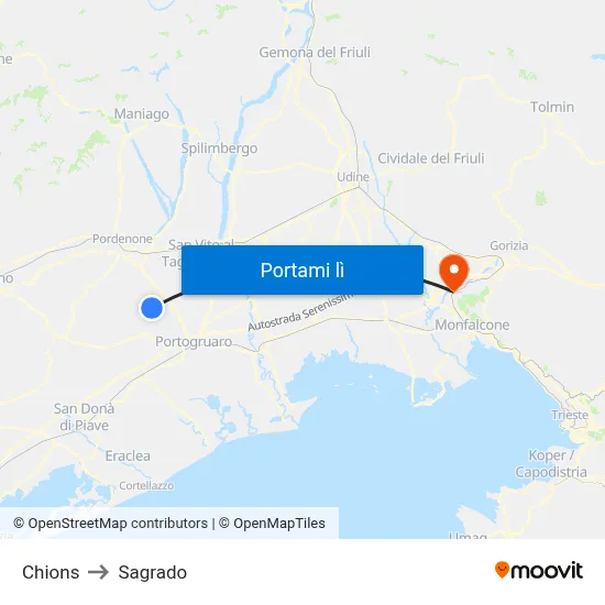 Chions to Sagrado map