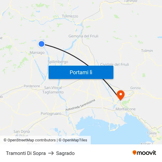 Tramonti Di Sopra to Sagrado map