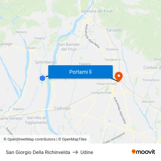 San Giorgio Della Richinvelda to Udine map