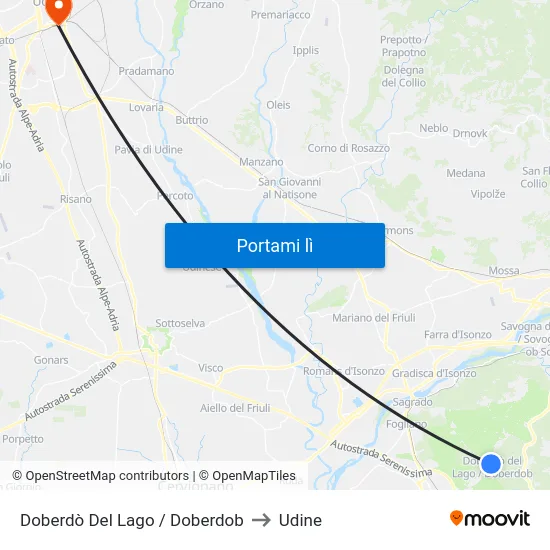 Doberdò Del Lago / Doberdob to Udine map