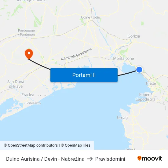 Duino Aurisina / Devin - Nabrežina to Pravisdomini map