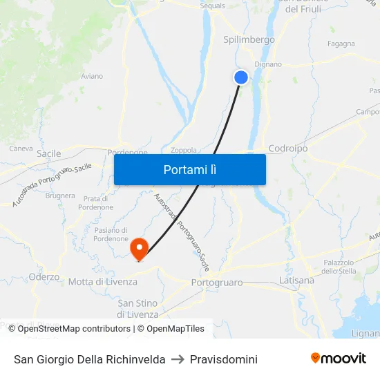 San Giorgio Della Richinvelda to Pravisdomini map