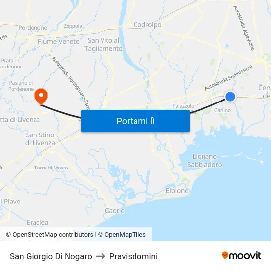 San Giorgio Di Nogaro to Pravisdomini map