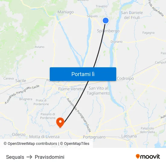 Sequals to Pravisdomini map