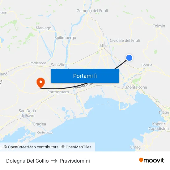 Dolegna Del Collio to Pravisdomini map
