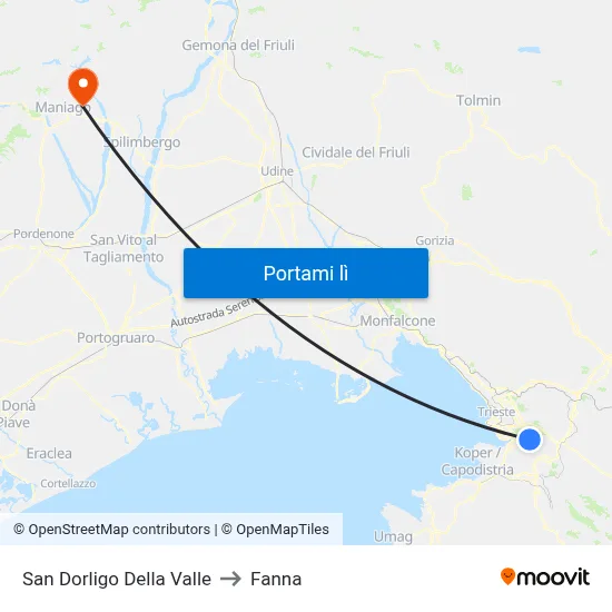 San Dorligo Della Valle to Fanna map