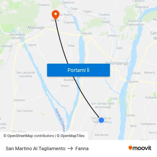San Martino Al Tagliamento to Fanna map