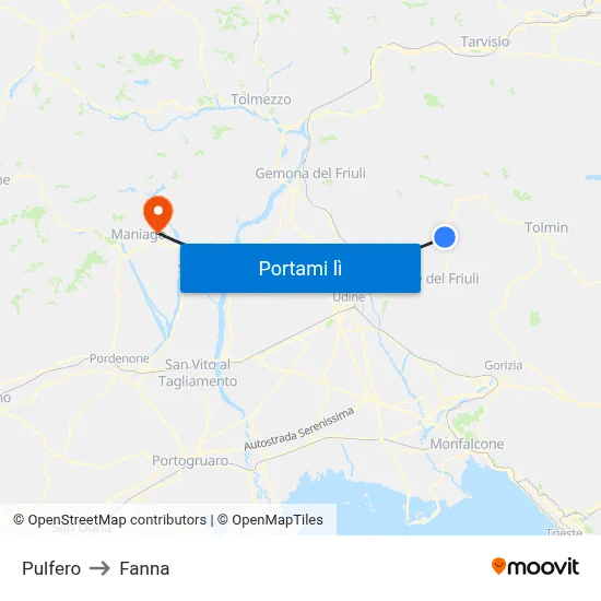 Pulfero to Fanna map