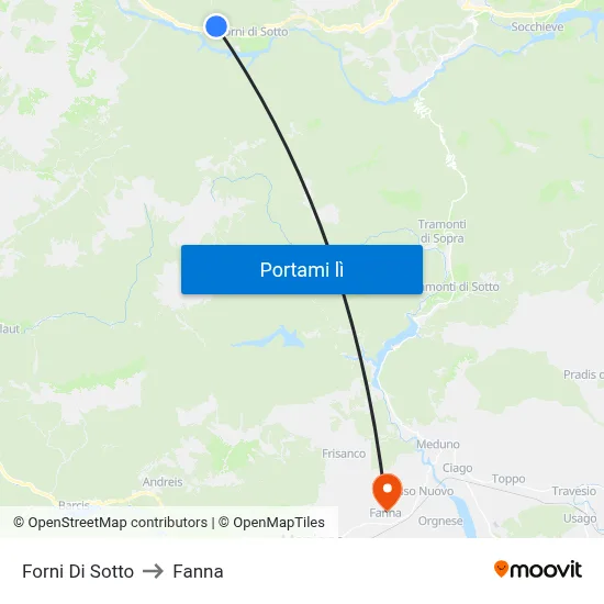 Forni Di Sotto to Fanna map