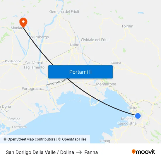 San Dorligo Della Valle / Dolina to Fanna map