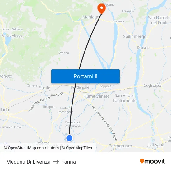 Meduna Di Livenza to Fanna map