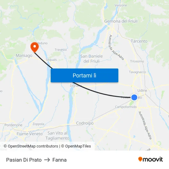 Pasian Di Prato to Fanna map