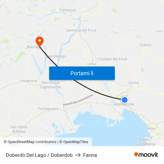 Doberdò Del Lago / Doberdob to Fanna map