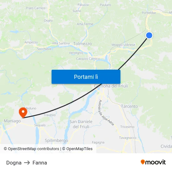 Dogna to Fanna map